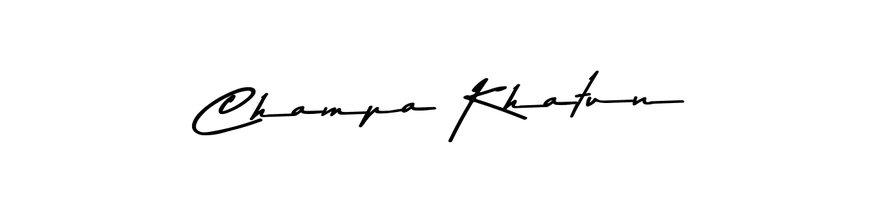 Create a beautiful signature design for name Champa Khatun. With this signature (Asem Kandis PERSONAL USE) fonts, you can make a handwritten signature for free. Champa Khatun signature style 9 images and pictures png