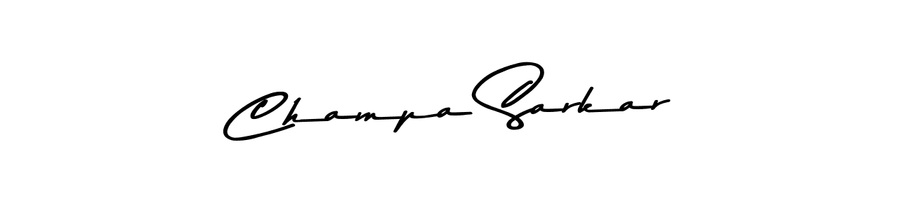 How to make Champa Sarkar name signature. Use Asem Kandis PERSONAL USE style for creating short signs online. This is the latest handwritten sign. Champa Sarkar signature style 9 images and pictures png