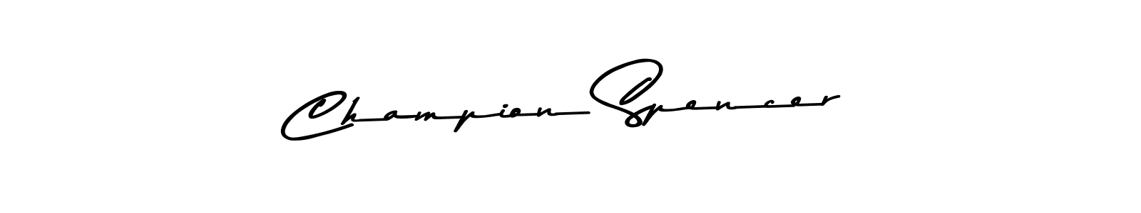 How to make Champion Spencer name signature. Use Asem Kandis PERSONAL USE style for creating short signs online. This is the latest handwritten sign. Champion Spencer signature style 9 images and pictures png