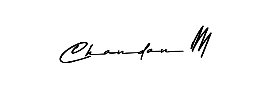 Create a beautiful signature design for name Chandan M. With this signature (Asem Kandis PERSONAL USE) fonts, you can make a handwritten signature for free. Chandan M signature style 9 images and pictures png