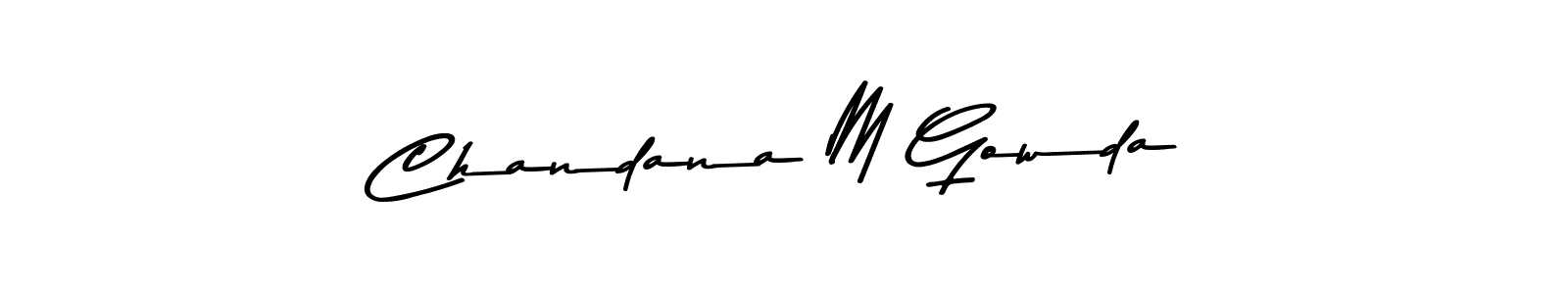 Create a beautiful signature design for name Chandana M Gowda. With this signature (Asem Kandis PERSONAL USE) fonts, you can make a handwritten signature for free. Chandana M Gowda signature style 9 images and pictures png