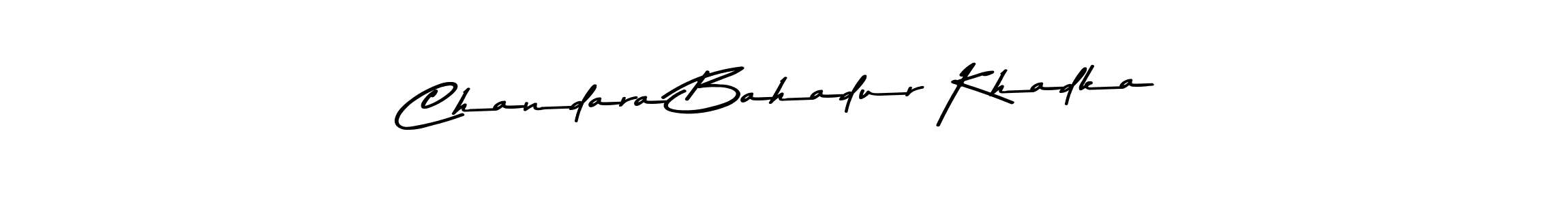 The best way (Asem Kandis PERSONAL USE) to make a short signature is to pick only two or three words in your name. The name Chandara Bahadur Khadka include a total of six letters. For converting this name. Chandara Bahadur Khadka signature style 9 images and pictures png