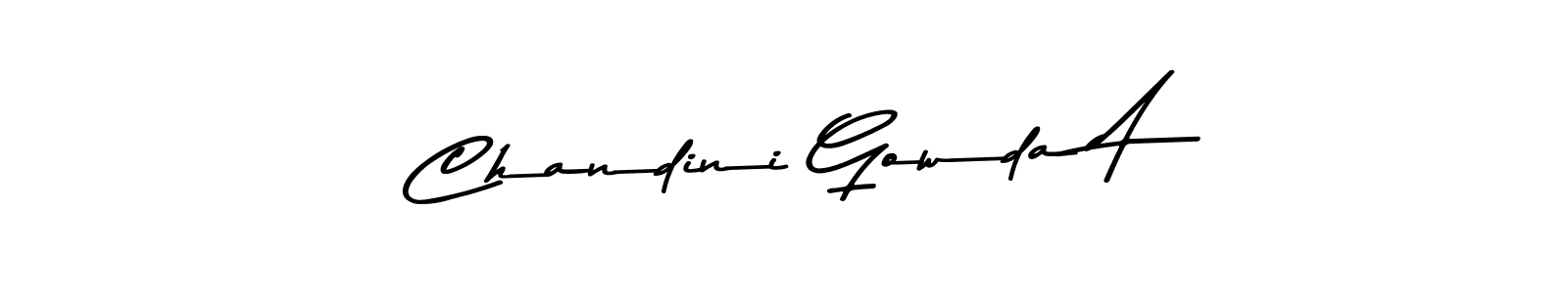 How to make Chandini Gowda A name signature. Use Asem Kandis PERSONAL USE style for creating short signs online. This is the latest handwritten sign. Chandini Gowda A signature style 9 images and pictures png