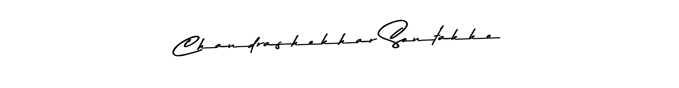 How to make Chandrashekhar Sontakke name signature. Use Asem Kandis PERSONAL USE style for creating short signs online. This is the latest handwritten sign. Chandrashekhar Sontakke signature style 9 images and pictures png