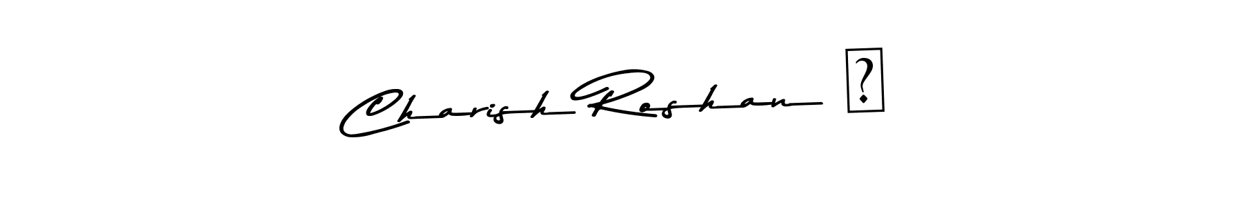 The best way (Asem Kandis PERSONAL USE) to make a short signature is to pick only two or three words in your name. The name Charish Roshan ❤ include a total of six letters. For converting this name. Charish Roshan ❤ signature style 9 images and pictures png