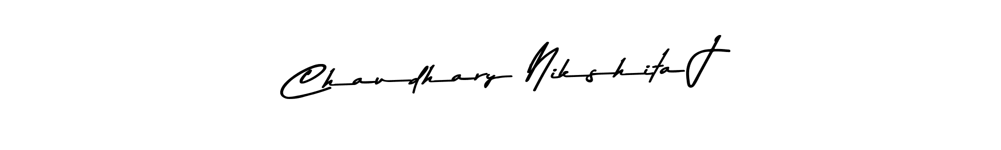 The best way (Asem Kandis PERSONAL USE) to make a short signature is to pick only two or three words in your name. The name Chaudhary Nikshita J include a total of six letters. For converting this name. Chaudhary Nikshita J signature style 9 images and pictures png