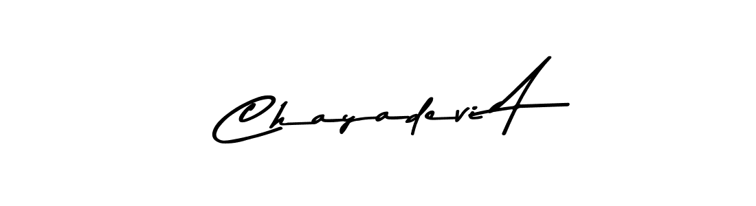 Make a beautiful signature design for name Chayadevi A. With this signature (Asem Kandis PERSONAL USE) style, you can create a handwritten signature for free. Chayadevi A signature style 9 images and pictures png