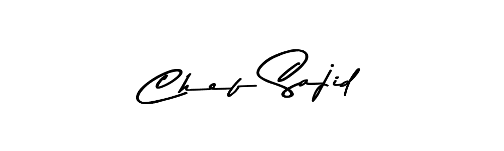 Make a beautiful signature design for name Chef Sajid. With this signature (Asem Kandis PERSONAL USE) style, you can create a handwritten signature for free. Chef Sajid signature style 9 images and pictures png