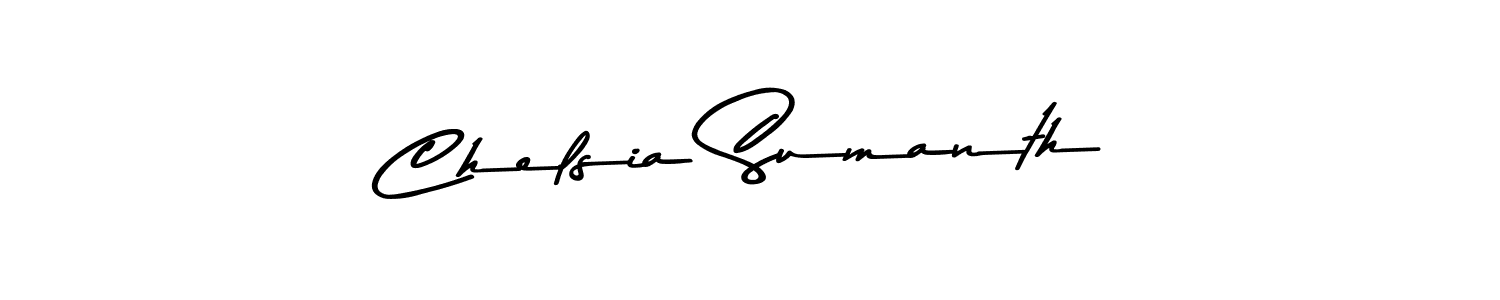 Chelsia Sumanth stylish signature style. Best Handwritten Sign (Asem Kandis PERSONAL USE) for my name. Handwritten Signature Collection Ideas for my name Chelsia Sumanth. Chelsia Sumanth signature style 9 images and pictures png