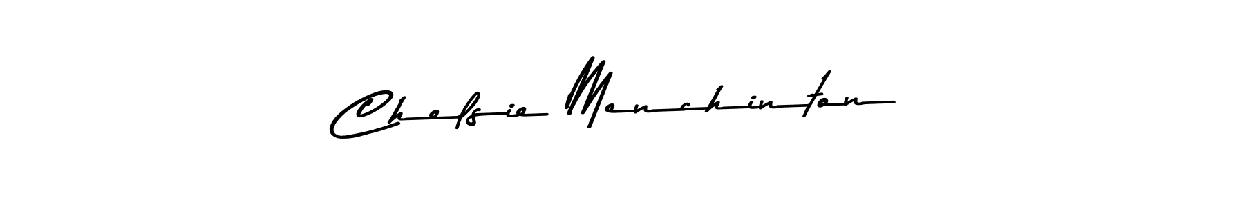Create a beautiful signature design for name Chelsie Menchinton. With this signature (Asem Kandis PERSONAL USE) fonts, you can make a handwritten signature for free. Chelsie Menchinton signature style 9 images and pictures png