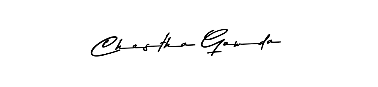 Chestha Gowda stylish signature style. Best Handwritten Sign (Asem Kandis PERSONAL USE) for my name. Handwritten Signature Collection Ideas for my name Chestha Gowda. Chestha Gowda signature style 9 images and pictures png