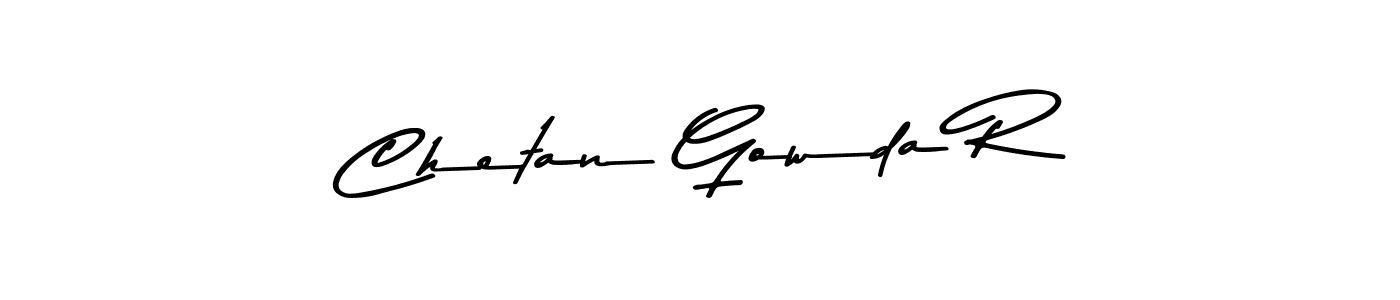How to make Chetan Gowda R name signature. Use Asem Kandis PERSONAL USE style for creating short signs online. This is the latest handwritten sign. Chetan Gowda R signature style 9 images and pictures png