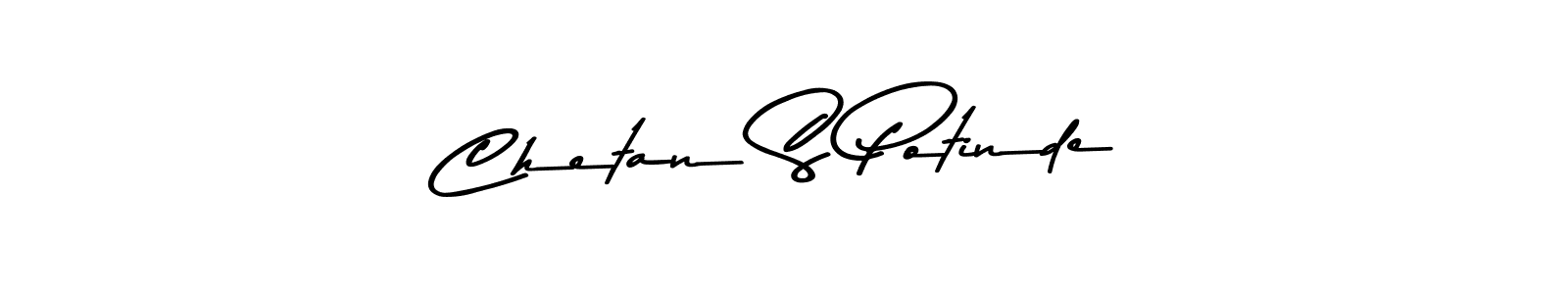 How to make Chetan S Potinde name signature. Use Asem Kandis PERSONAL USE style for creating short signs online. This is the latest handwritten sign. Chetan S Potinde signature style 9 images and pictures png