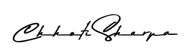 The Asem Kandis PERSONAL USE font transforms the name Chhoti Sherpa into an executive sign with sharp precision and distinguished character. Chhoti Sherpa signature style 9 images and pictures png