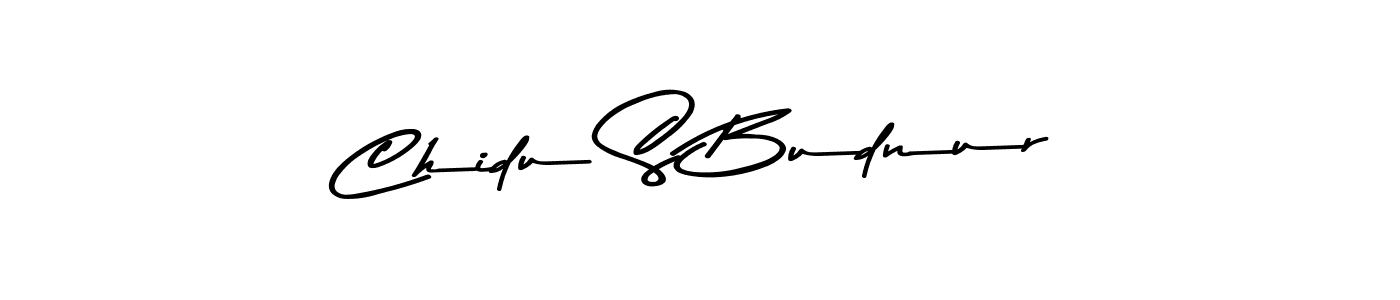 How to make Chidu S Budnur name signature. Use Asem Kandis PERSONAL USE style for creating short signs online. This is the latest handwritten sign. Chidu S Budnur signature style 9 images and pictures png
