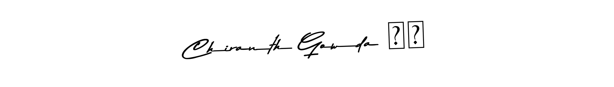 The best way (Asem Kandis PERSONAL USE) to make a short signature is to pick only two or three words in your name. The name Chiranth Gowda ❤️ include a total of six letters. For converting this name. Chiranth Gowda ❤️ signature style 9 images and pictures png