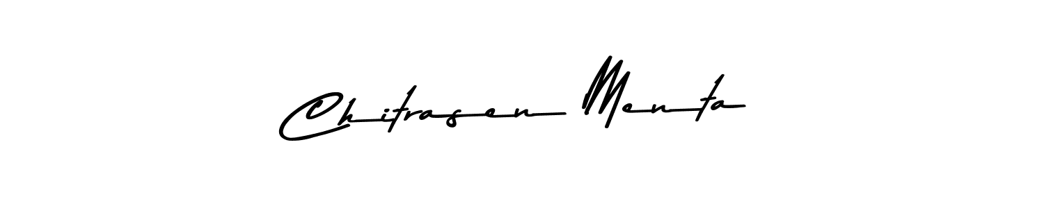 How to make Chitrasen Menta name signature. Use Asem Kandis PERSONAL USE style for creating short signs online. This is the latest handwritten sign. Chitrasen Menta signature style 9 images and pictures png