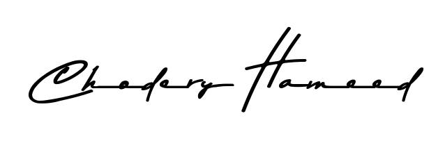 The Asem Kandis PERSONAL USE font transforms the name Chodery Hameed into an executive sign with sharp precision and distinguished character. Chodery Hameed signature style 9 images and pictures png