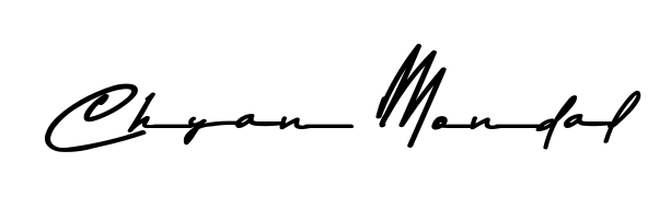 Give your name Chyan Mondal an exquisite flair with the Asem Kandis PERSONAL USE script font. Ideal for contracts, resumes, and formal letterheads. Chyan Mondal signature style 9 images and pictures png