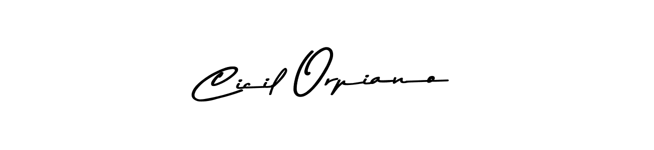 The best way (Asem Kandis PERSONAL USE) to make a short signature is to pick only two or three words in your name. The name Cicil Orpiano include a total of six letters. For converting this name. Cicil Orpiano signature style 9 images and pictures png