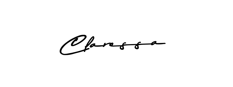 How to make Claressa name signature. Use Asem Kandis PERSONAL USE style for creating short signs online. This is the latest handwritten sign. Claressa signature style 9 images and pictures png