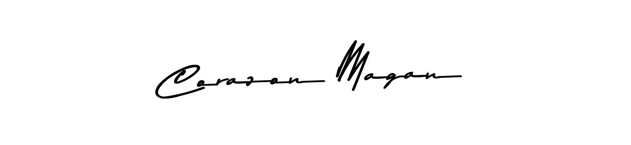 How to make Corazon Magan name signature. Use Asem Kandis PERSONAL USE style for creating short signs online. This is the latest handwritten sign. Corazon Magan signature style 9 images and pictures png