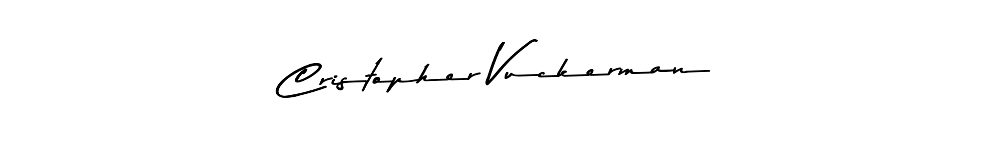 How to make Cristopher Vuckerman name signature. Use Asem Kandis PERSONAL USE style for creating short signs online. This is the latest handwritten sign. Cristopher Vuckerman signature style 9 images and pictures png