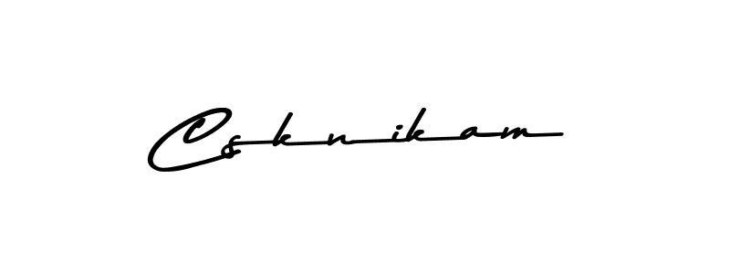 How to make Csknikam name signature. Use Asem Kandis PERSONAL USE style for creating short signs online. This is the latest handwritten sign. Csknikam signature style 9 images and pictures png