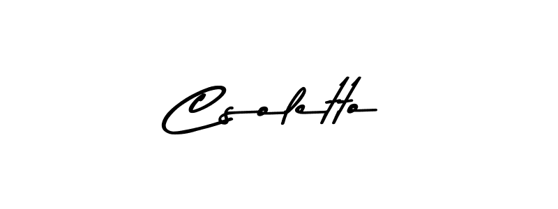 Create a beautiful signature design for name Csoletto. With this signature (Asem Kandis PERSONAL USE) fonts, you can make a handwritten signature for free. Csoletto signature style 9 images and pictures png