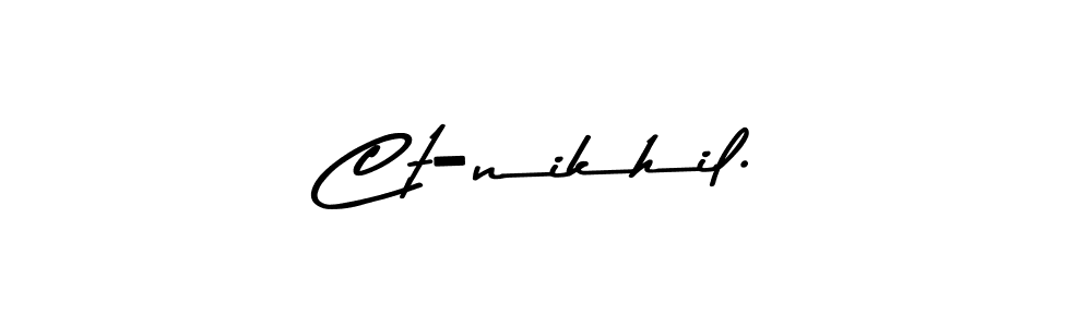 The best way (Asem Kandis PERSONAL USE) to make a short signature is to pick only two or three words in your name. The name Ct-nikhil. include a total of six letters. For converting this name. Ct-nikhil. signature style 9 images and pictures png