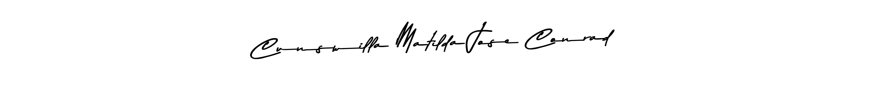 See photos of Cunswilla Matilda Jose Conrad official signature by Spectra . Check more albums & portfolios. Read reviews & check more about Asem Kandis PERSONAL USE font. Cunswilla Matilda Jose Conrad signature style 9 images and pictures png