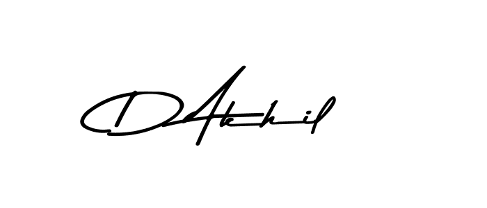 How to make D Akhil name signature. Use Asem Kandis PERSONAL USE style for creating short signs online. This is the latest handwritten sign. D Akhil signature style 9 images and pictures png