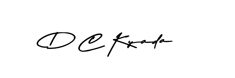 How to make D C Kyada name signature. Use Asem Kandis PERSONAL USE style for creating short signs online. This is the latest handwritten sign. D C Kyada signature style 9 images and pictures png
