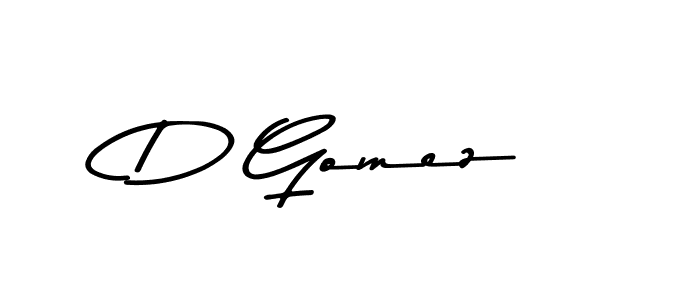 How to make D Gomez name signature. Use Asem Kandis PERSONAL USE style for creating short signs online. This is the latest handwritten sign. D Gomez signature style 9 images and pictures png