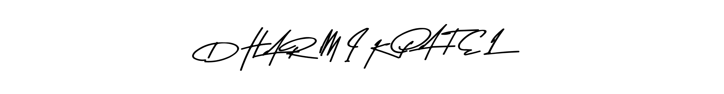 D H A R M I K P A T E L stylish signature style. Best Handwritten Sign (Asem Kandis PERSONAL USE) for my name. Handwritten Signature Collection Ideas for my name D H A R M I K P A T E L. D H A R M I K P A T E L signature style 9 images and pictures png