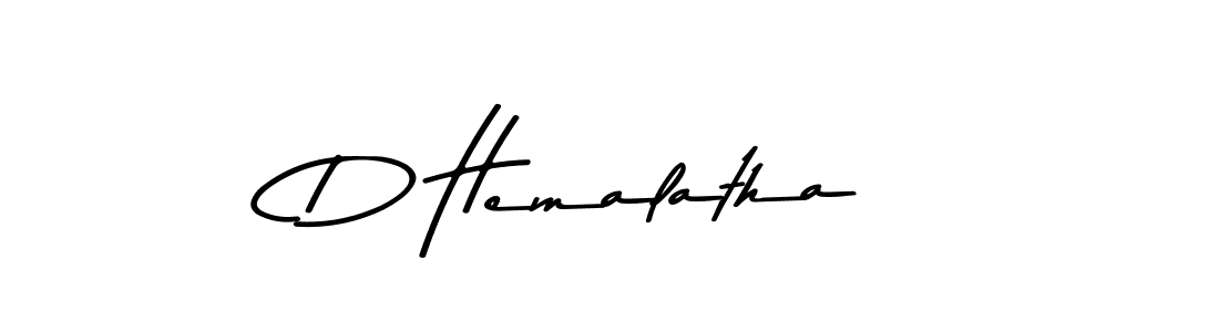 Create a beautiful signature design for name D Hemalatha. With this signature (Asem Kandis PERSONAL USE) fonts, you can make a handwritten signature for free. D Hemalatha signature style 9 images and pictures png