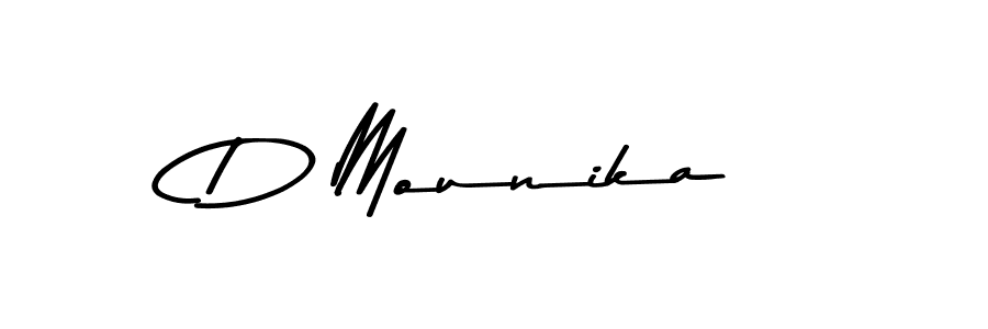 How to make D Mounika name signature. Use Asem Kandis PERSONAL USE style for creating short signs online. This is the latest handwritten sign. D Mounika signature style 9 images and pictures png