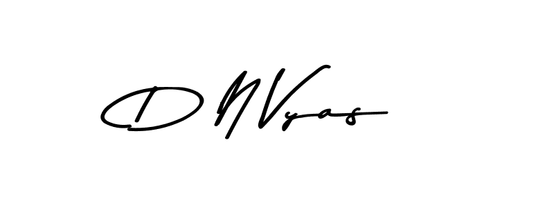 How to make D N Vyas name signature. Use Asem Kandis PERSONAL USE style for creating short signs online. This is the latest handwritten sign. D N Vyas signature style 9 images and pictures png