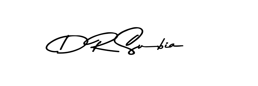 The best way (Asem Kandis PERSONAL USE) to make a short signature is to pick only two or three words in your name. The name D R Subia include a total of six letters. For converting this name. D R Subia signature style 9 images and pictures png