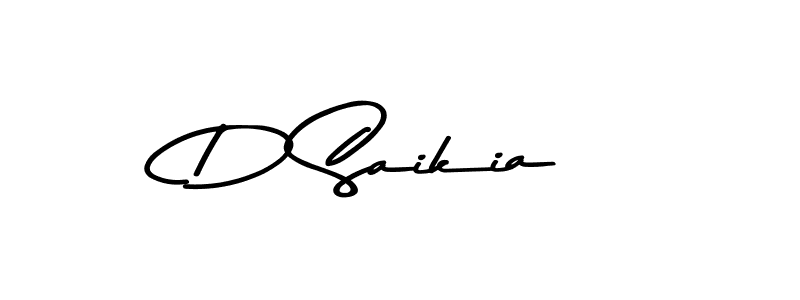 How to make D Saikia name signature. Use Asem Kandis PERSONAL USE style for creating short signs online. This is the latest handwritten sign. D Saikia signature style 9 images and pictures png