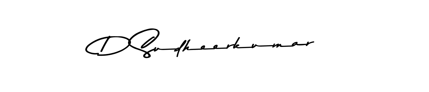 How to make D Sudheerkumar name signature. Use Asem Kandis PERSONAL USE style for creating short signs online. This is the latest handwritten sign. D Sudheerkumar signature style 9 images and pictures png