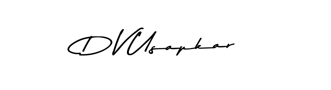 The best way (Asem Kandis PERSONAL USE) to make a short signature is to pick only two or three words in your name. The name D V Usapkar include a total of six letters. For converting this name. D V Usapkar signature style 9 images and pictures png