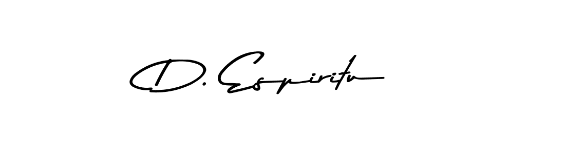 How to make D. Espiritu name signature. Use Asem Kandis PERSONAL USE style for creating short signs online. This is the latest handwritten sign. D. Espiritu signature style 9 images and pictures png