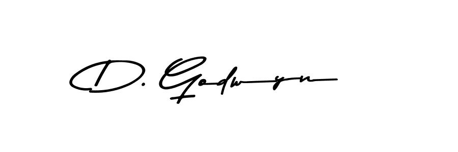 How to make D. Godwyn name signature. Use Asem Kandis PERSONAL USE style for creating short signs online. This is the latest handwritten sign. D. Godwyn signature style 9 images and pictures png