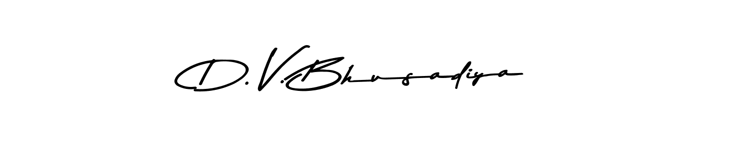 The best way (Asem Kandis PERSONAL USE) to make a short signature is to pick only two or three words in your name. The name D. V. Bhusadiya include a total of six letters. For converting this name. D. V. Bhusadiya signature style 9 images and pictures png