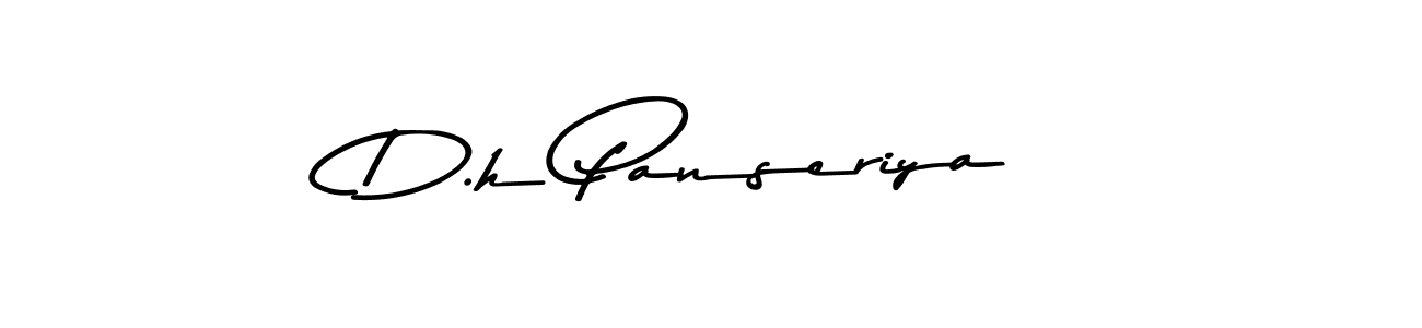 How to make D.h Panseriya name signature. Use Asem Kandis PERSONAL USE style for creating short signs online. This is the latest handwritten sign. D.h Panseriya signature style 9 images and pictures png