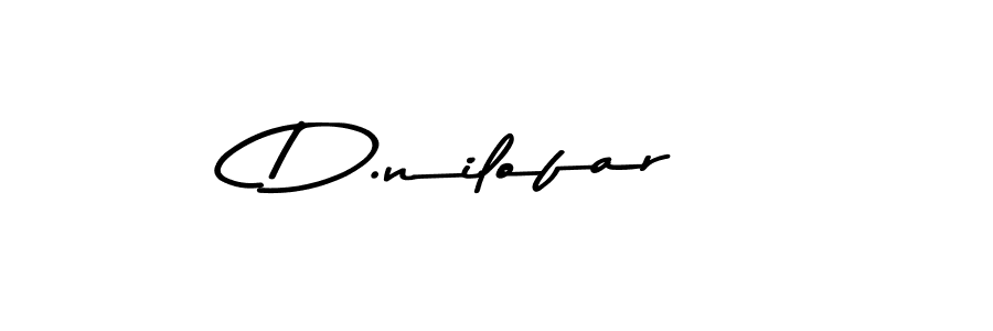 How to make D.nilofar name signature. Use Asem Kandis PERSONAL USE style for creating short signs online. This is the latest handwritten sign. D.nilofar signature style 9 images and pictures png