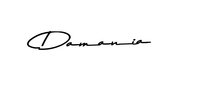 How to make Damania name signature. Use Asem Kandis PERSONAL USE style for creating short signs online. This is the latest handwritten sign. Damania signature style 9 images and pictures png