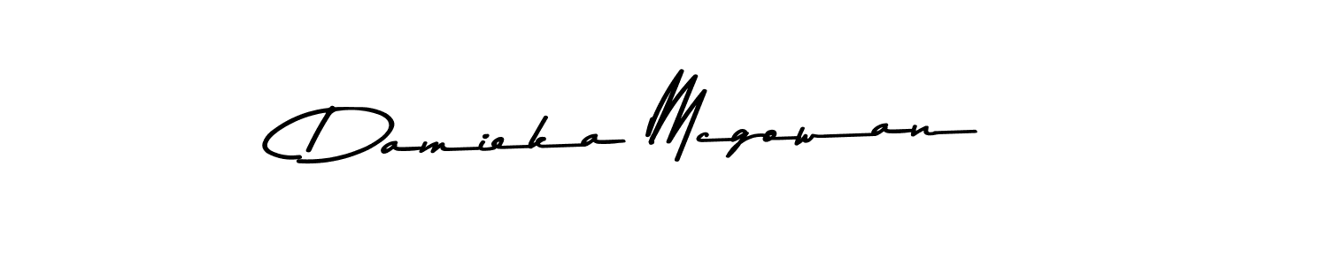 How to make Damieka Mcgowan name signature. Use Asem Kandis PERSONAL USE style for creating short signs online. This is the latest handwritten sign. Damieka Mcgowan signature style 9 images and pictures png
