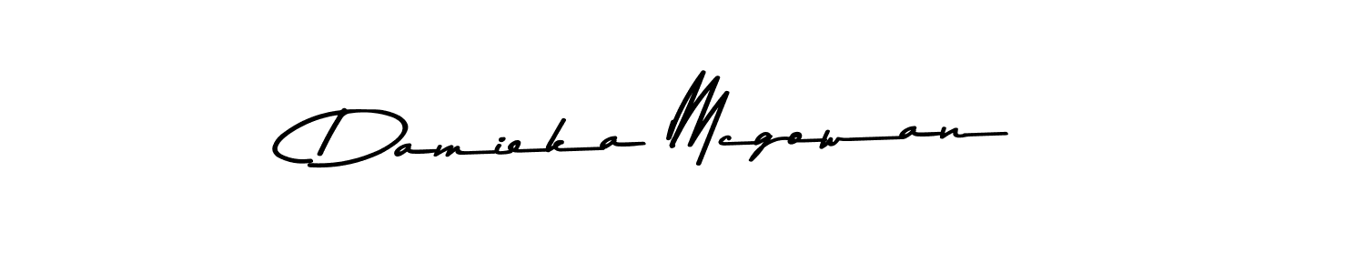 How to make Damieka Mcgowan name signature. Use Asem Kandis PERSONAL USE style for creating short signs online. This is the latest handwritten sign. Damieka Mcgowan signature style 9 images and pictures png